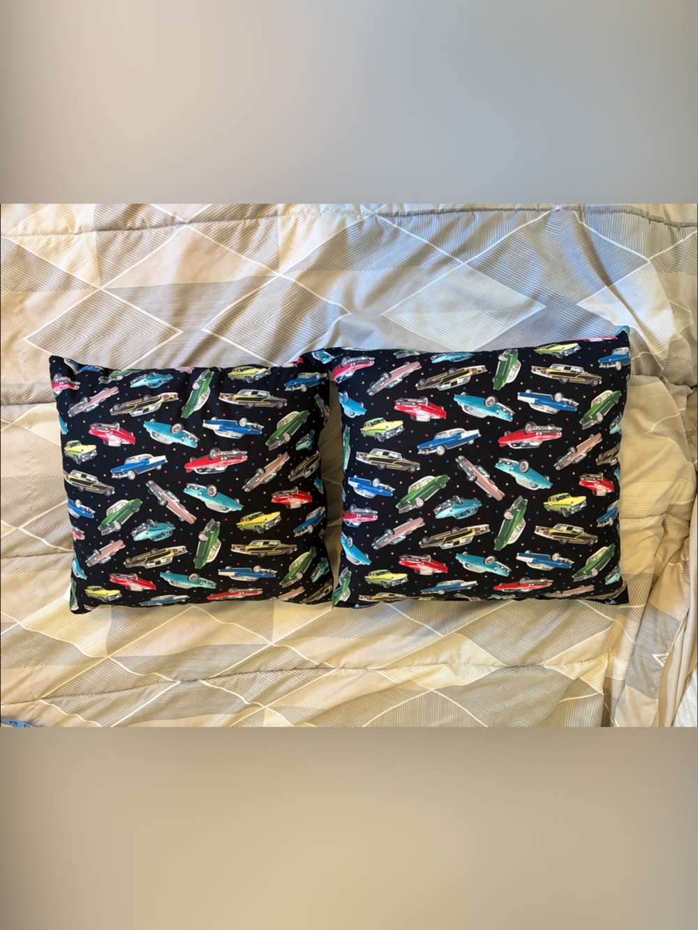 One of a kind Black Vintage Car hand-made throw pillows